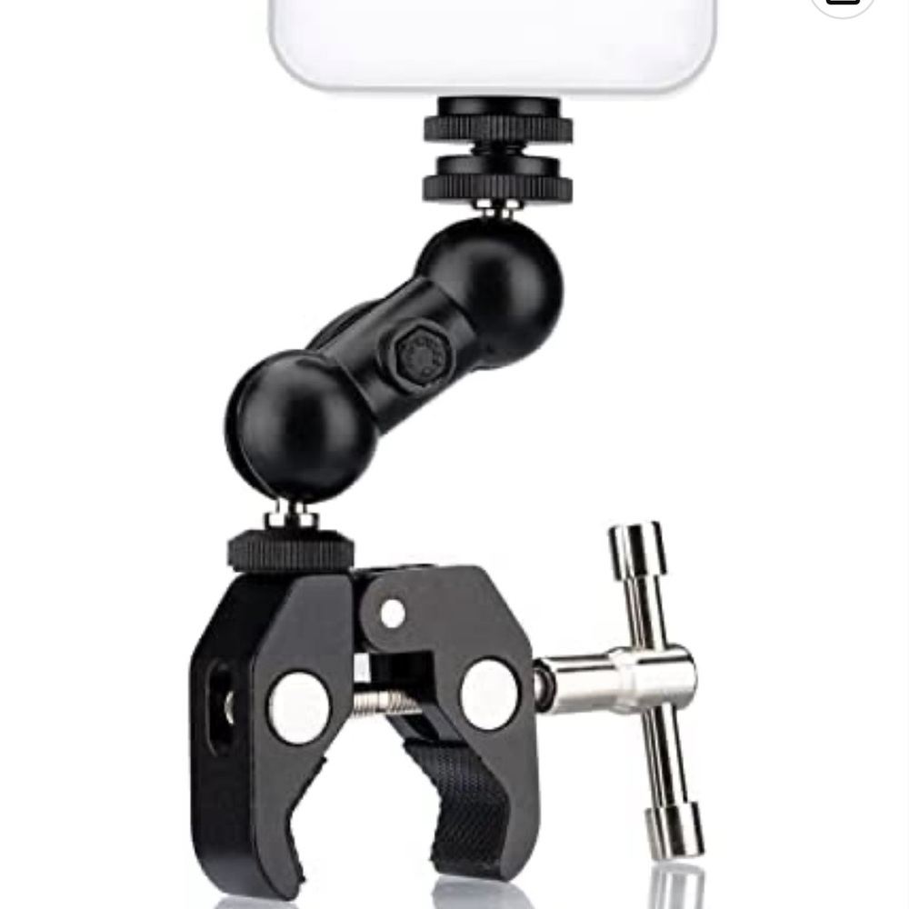 Camera Dual Ballhead Monitor Mount + Super Clamp + Hotshoe 1/4" Screw Adapter